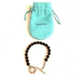 Authentic Tiffany black onyx pearl bracelet